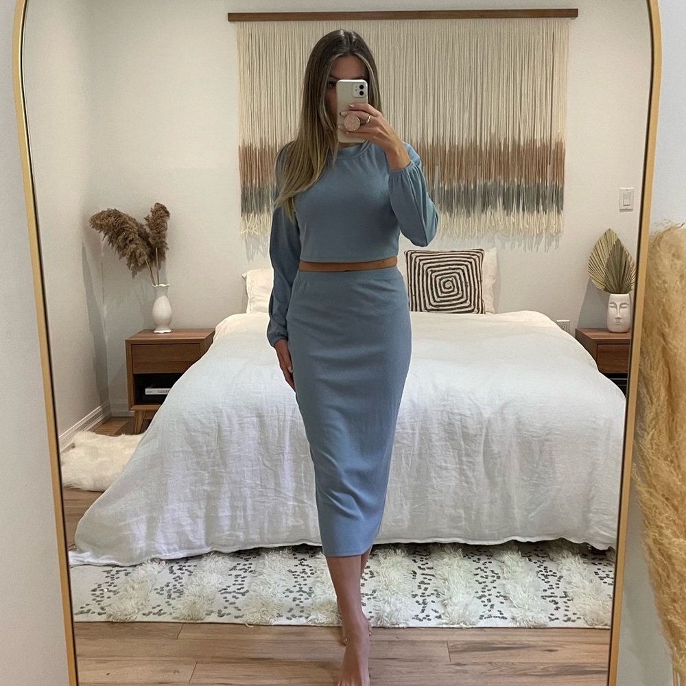 Superdown Lena Midi Set in Dusty Blue